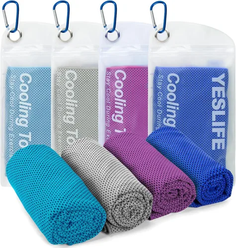 Vista 19 de YESLIFE Paquete de 4 toallas refrescantes de 40 x 12 pulgadas, toallas de gimnasio para hombres y mujeres, toallas de entrenamiento suaves y Negro
