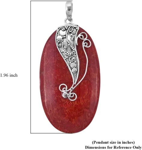 Vista 5 de SHOP LC 925 plata esterlina declaración rojo coral colgante para mujeres joyería regalos joyería regalos día de San Valentín, Metal