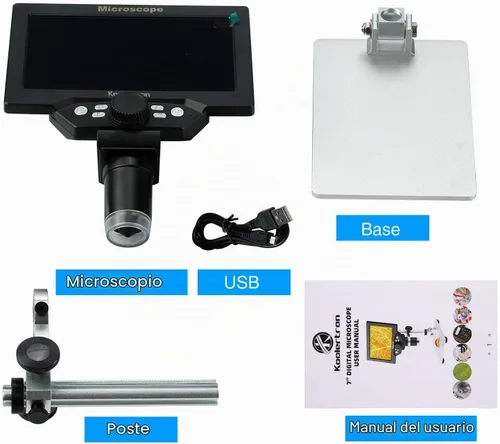 Vista 7 de Koolertron - Microscopio digital LCD de 7 pulgadas, cámara USB 1080P