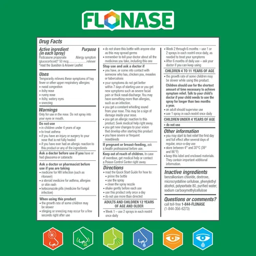Vista 9 de Flonase - Spray nasal para alivio de alergias, medicina antialérgica de 24 horas que no produce somnolencia, aerosol nasal medido de 60 atomizaciones