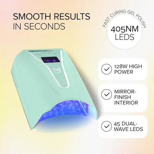 Vista 3 de M - Crystal Cure - Lámpara de uñas UV/LED de 128 W Curado rápido con 45 potentes LED de 365 nm+405nm Inalámbrica, recargable, sensor automático