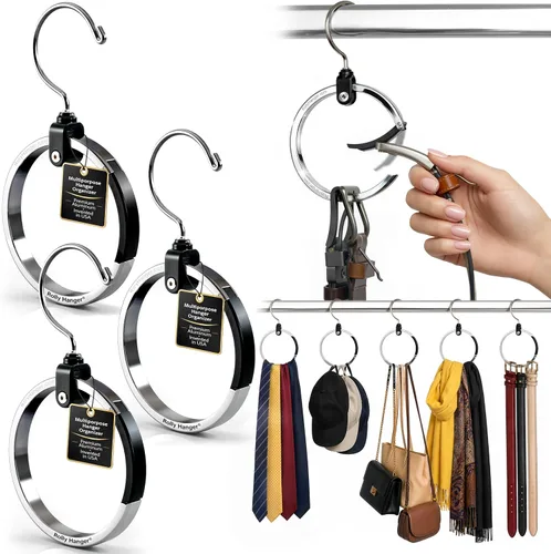 Vista 10 de ROLLY HANGER Perchas multiusos para armario, colgador de corbata y cinturón para armario, gran organizador de cinturón que ahorra espacio