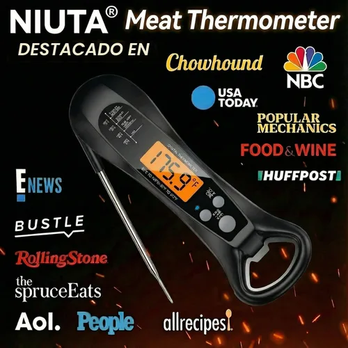 Vista 6 de Therm Pro® Chef - Termómetro digital para carne, lectura instantánea de 1 segundo, certificado NIST® con precisión de ± 0.5 ℉, pantalla LED ultra