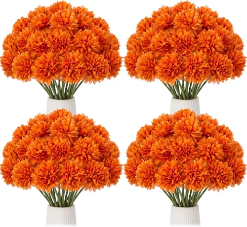 Vista 15 de Tigeen 60 piezas de flores artificiales negras crisantemo para decoración Negro