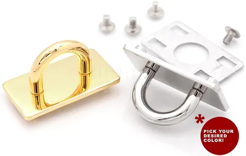 Vista 3 de CRAFTMEMORE 2 juegos de placa rectangular con anillo en D de 5/8 pulgadas con conector de puente de rosca para bolso, collar decorativo, gargantilla