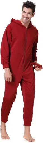 Vista 3 de Colorful House - Disfraz de diablo de Halloween para hombre, pijama de una sola pieza, color rojo, disfraz para pareja y familia