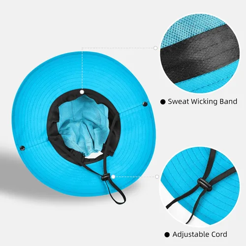 Vista 37 de Rosoz Sombreros de cola de caballo para mujer, protección UV, ala ancha 1 paquete-negro