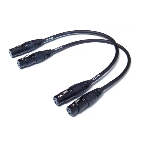 Vista 2 de WJSTN Suanqi - Cable XLR para micrófono, cable de micrófono equilibrado de 3 pines, XLR hembra a hembra, cables de conexión DMX con 2
