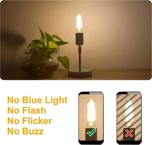 Vista 5 de Bombillas LED tubulares regulables de 2 W, blanco cálido de 2700 K, bombilla de filamento estilo Edison, bombilla vintage T10 equivalente a 25 W