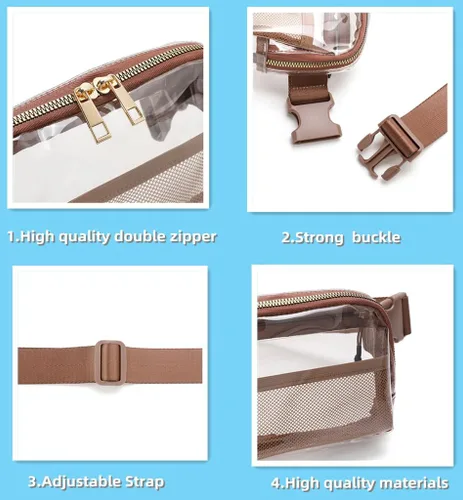 Vista 6 de Clear Fanny Pack Clear Belt Bag stadium approved for Women Men clear purse tote bag Crossbody Transparent Waist Bag for Concerts with Adjustable