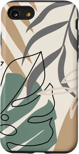 Vista 18 de Funda abstracta minimalista exótica para iPhone 16 Tropical Botanical Beige Brown