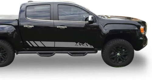 Vista 3 de Bubbles Designs Adhesivo adhesivo de vinilo Off-Road Mountain Stripes compatible con GMC Canyon 2014-2017 (negro)