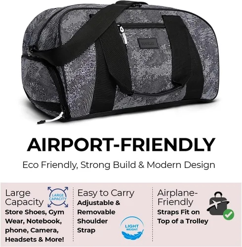 Vista 2 de Vooray Bolsa de lona para gimnasio con quemador de 23 litros, bolsa de viaje para mujeres y hombres, bolsa de gimnasio deportiva con compartimento