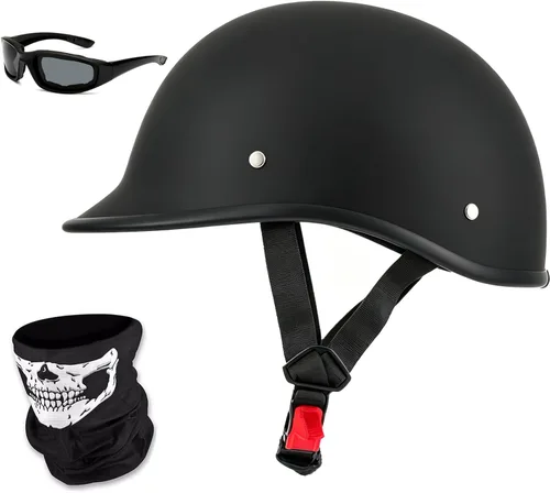 Vista 10 de Medio casco para motocicleta, aprobado por DOT, vintage, cara abierta, unisex, para adultos, para motocicleta, scooter, ciclomotor, Street Cruiser