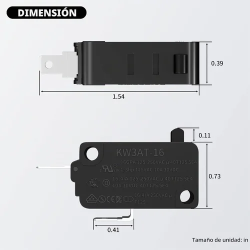 Vista 2 de DaierTek Interruptor de puerta de microondas KW3A/KW3AT 16A 125VAC/250VAC Enclavamiento de puerta 4 Normalmente abierto 2 Interruptor de horno