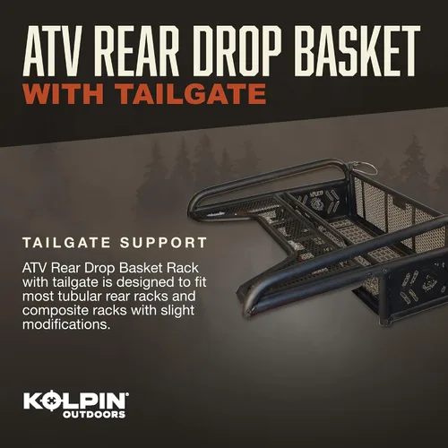 Vista 2 de Kolpin ATV Soporte de Cesta Trasera Abatible con Portón Trasero Plegable Universal - 53300, Negro