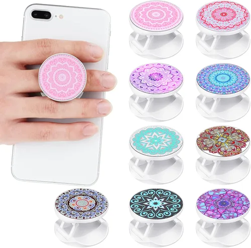 Vista 14 de Honoson 9 Piezas Soporte de Agarre para Teléfono Celular Soporte Plegable Colorido Autoadhesivo Anillo para Dedos de Sublimación para Teléfono