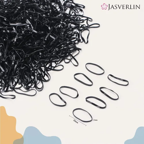 Vista 3 de JASVERLIN Mini bandas de goma negras, bandas elásticas para el cabello 2000 Negro