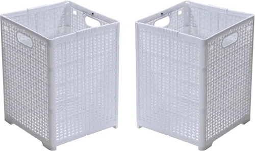 Vista 10 de Eslite Cestas de plástico plegables para la ropa sucia de 42 litros, cesta plegable para la ropa, paquete de 2 unidades (negro)