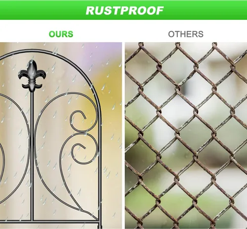 Vista 4 de Valla Decorativa para Jardín Paquete de 10, 24 pulgadas (Alto) x 10 pies (Largo) Valla Barrera para Animales, Valla de Metal Resistente al Óxido