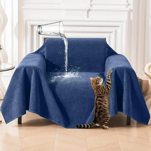 Vista 11 de Warmstar Protector de sofá contra las garras de los gatos, funda impermeable antideslizante para sofá de 3 cojines, funda para sofá de 3 cojines
