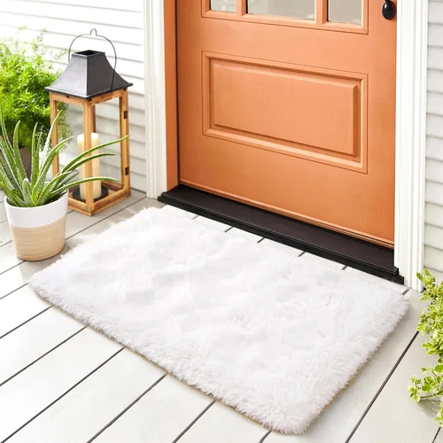 Vista 65 de Noahas Alfombras de Área Grandes y Esponjosas de 5x8 pies para Sala de Estar y Dormitorio, Alfombra Gruesa de Pelo Largo Beige y Blanca, Alfombra