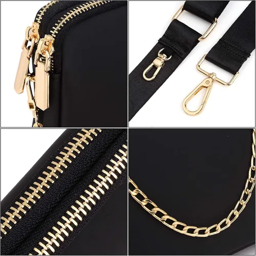 Vista 4 de UTO Pequeñas bolsas cruzadas para mujer, 3 en 1, diseño de moda, mini cangurera con correa