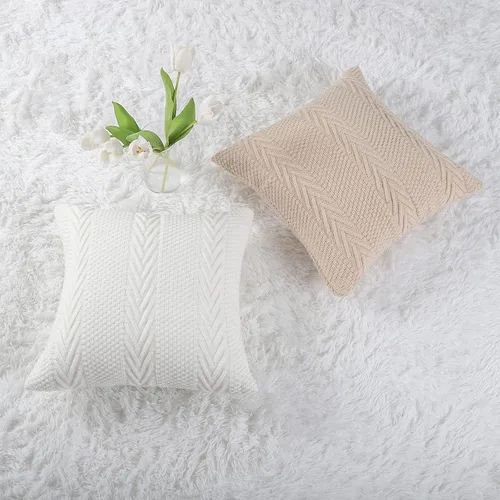 Vista 6 de MANDIOO Fundas de almohada decorativas de punto de algodón, suaves y acogedoras, fundas de cojín para exteriores, fundas de almohada modernas