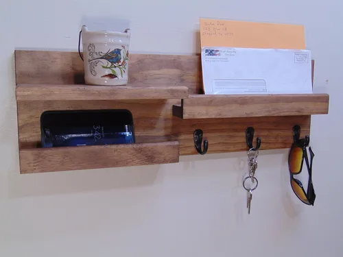 Vista 3 de Entryway Organizer - Mail Holder - Phone Holder - Display Shelf