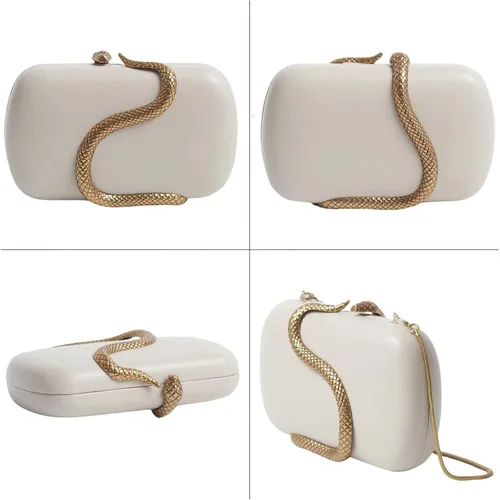 Vista 5 de Bolso de mano de piel sintética desmontable con cadena cruzada, bolso de noche, bolso de mano para mujer, formal, boda, fiesta, baile de graduación