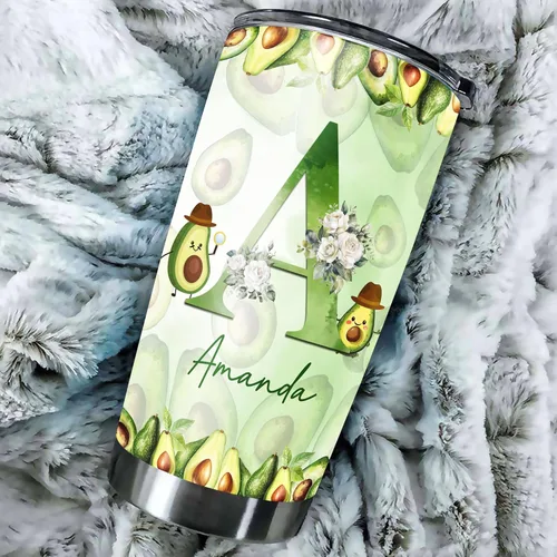 Vista 5 de Dorris Vaso de aguacate personalizado con diseño de aguacate, no aguacate, taza de café de viaje con tapa de acero inoxidable para mujeres, hombres