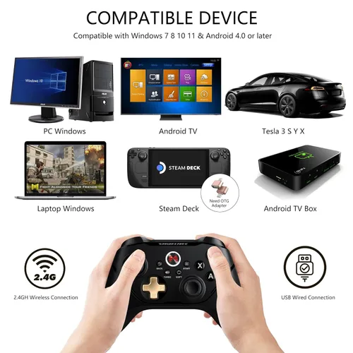 Vista 3 de BEITONG Asura 2 Pro Wireless Gaming Controller PC Game Controllers Dual Vibrate Gamepad Joystick For Windows 7 8 10 11 Android TV Steam Deck Tesla