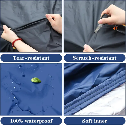 Vista 6 de Riakrum Funda completa impermeable para todo tipo de clima, para automóviles, resistente al viento, a la lluvia, protección UV, resistente a