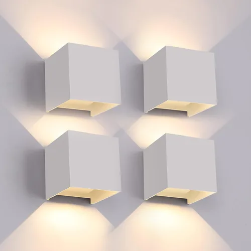 Vista 17 de Mille Lucciole Paquete de 2 lámparas de pared para exteriores de 12 W, para exteriores e interiores, apliques de pared LED blancos modernos, IP65