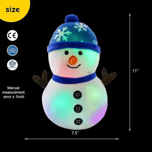 Vista 2 de BSTAOFY Muñeco de nieve musical con luces LED, animal de peluche navideño que se ilumina, juguete de peluche suave y adorable que canta, compañeros