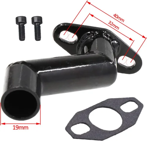 Vista 6 de JRL - Mángano de admisión compensado negro de 32 mm a 40 mm y junta para bicicleta motorizada de 49 cc, 66 cc, 80 cc (negro)