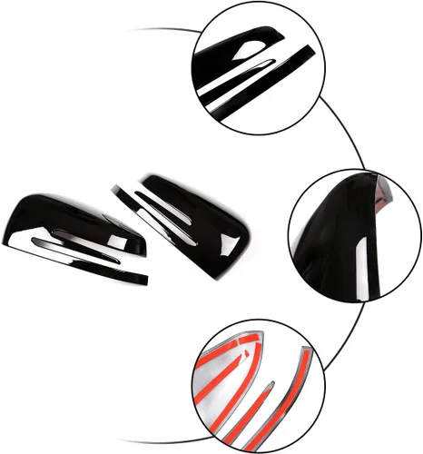 Vista 5 de Para Mercedes Benz A CLA GLA GLK Class W176 W117 X156 X204 2014-2017 piano negro retrovisor lateral cubierta de espejo