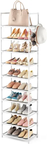 Vista 10 de LANTEFUL - Organizador de zapatos de 5 niveles, 12-15 pares, organizador de botas, estante resistente y estrecho para entrada, armarios con ganchos