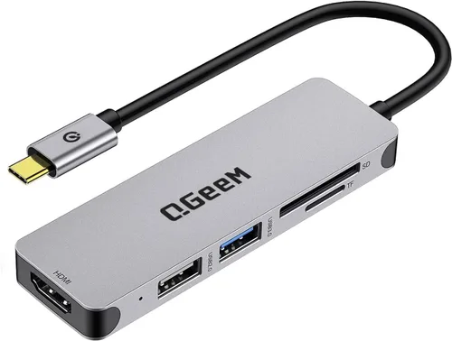Vista 8 de QGeeM USB C Hub 4 en 1 adaptador AV digital multipuerto 4K HDMI, entrega de energía de 100 W, 2 puertos de datos USB-A, dongle USB C compatible