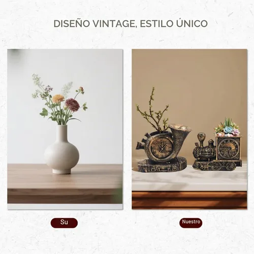 Vista 4 de Macetas de suculentas de estilo retro con drenaje, maceta para interior/exterior, macetas nostálgicas de cactus/bonsai para decoración del hogar