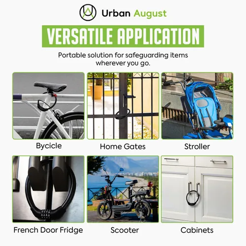 Vista 6 de Urban August Cerradura de refrigerador para niños y adultos, cerradura de refrigerador de 4 dígitos para refrigeradores de puerta francesa