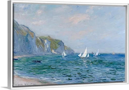 Vista 9 de CANVAS ON DEMAND Lienzo decorativo para pared, diseño de acantilados y veleros en Pourville por Claude Monet, impresionismo, costero, tradicional