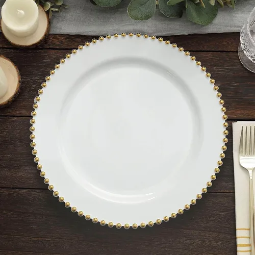Vista 41 de Efavormart - Paquete de 10 platos de postre de plástico transparente rubor con borde de cuentas, platos redondos desechables para ensalada, 8
