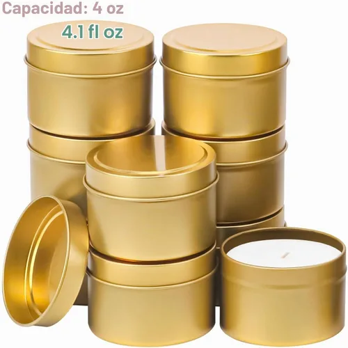 Vista 3 de IHDYPPEW Paquete de 48 latas doradas de 4 onzas con tapas, recipientes para velas, tarros de velas vacíos a granel, tarros de velas para hacer