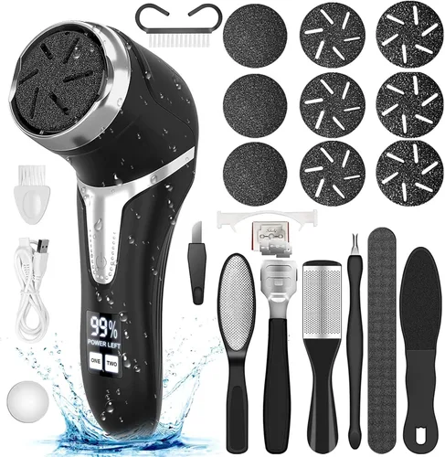 Vista 10 de Removedor eléctrico de callos para pies con vacío, kit de herramientas profesionales de pedicura, lima de pies recargable e impermeable