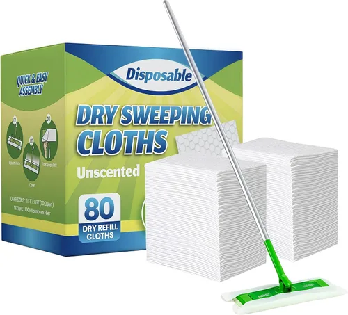 Vista 9 de Paños de barrido en seco, toallitas desechables para limpieza de suelos compatibles con Swiffer Sweeper, sin perfume, 7.87 x 11.81 pulgadas, total