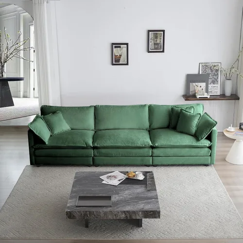 Vista 11 de Sofá nube de gran tamaño con asiento profundo de 25.52 pulgadas, cómodo sofá biplaza de chenilla, moderno juego de sofás modulares seccionales, Beige