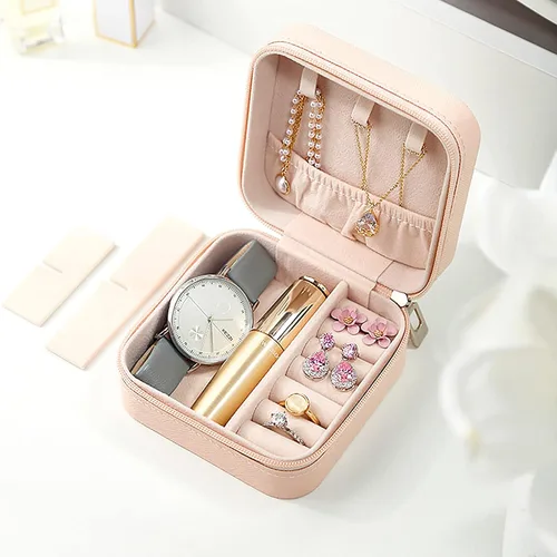 Vista 8 de Joyero personalizado regalos personalizados para mujeres, organizador portátil de joyas de viaje pequeño con flor de nacimiento y nombre, regalos