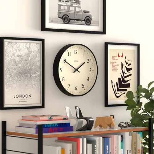 Vista 4 de JONES CLOCKS® Reloj de estudio Reloj de pared redondo moderno 12 Negro