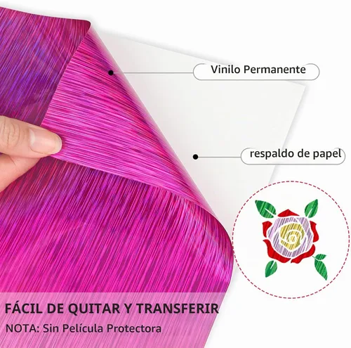 Vista 3 de Lya Vinyl - Paquete de 10 hojas de vinilo adhesivo permanente cepillado autoadhesivo, hojas para decoración del hogar, tazas, vasos, ventanas